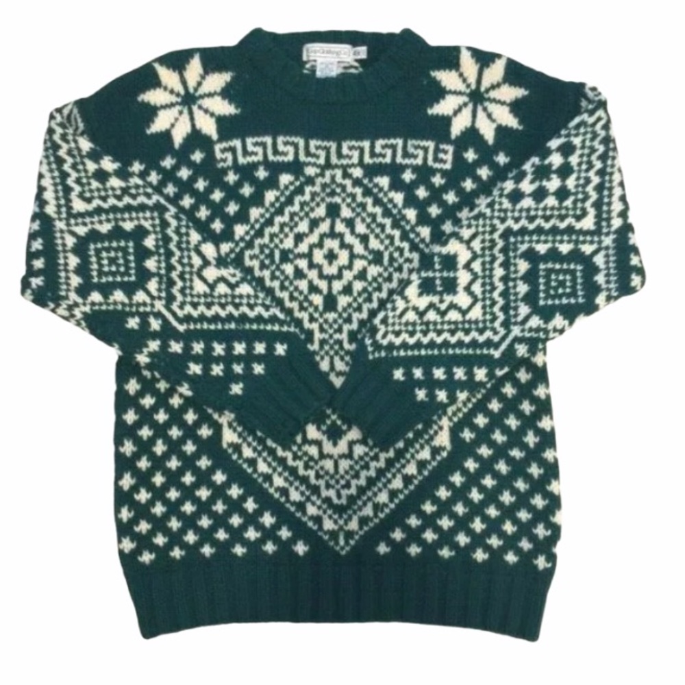GAP Vintage Hand Knit Wool Nordic Ski Sweater M/L Oversized